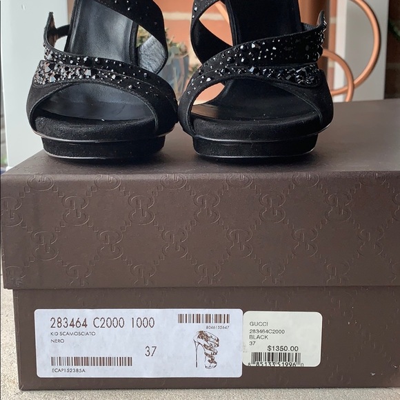*NWT* Gucci | Swarovsky Crystal Black Heels | Sz 37 - Picture 8 of 8